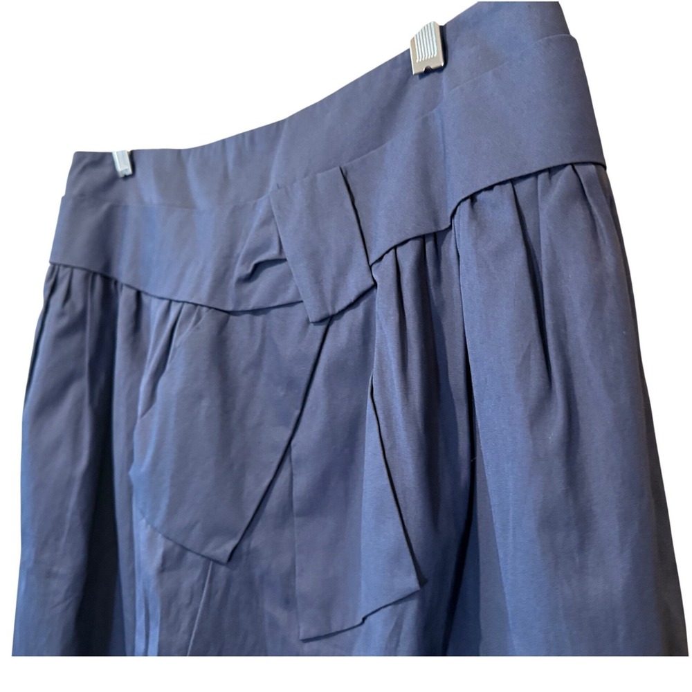 Barneys New York Blue Cotton Origami Pleated Skirt Size 8 Made in Italy Office - Picture 7 of 10